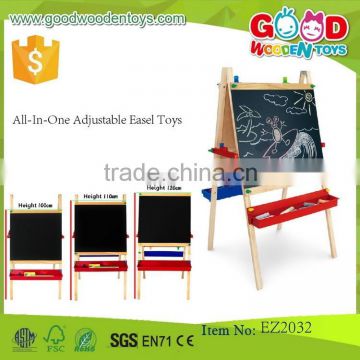 Qualified Educational Wooden White Board Kids Easel with Chalk All-In-One Adjustable Easel Toys EZ2032