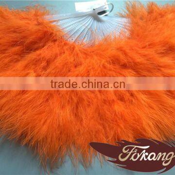 Orange Big Turkey Feather Marabou Hand Fan For Party Dance Decoration photo-5