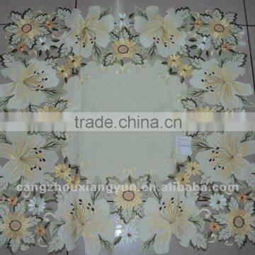 MZ fancy full work sunflower embroidered fabric tablecloth