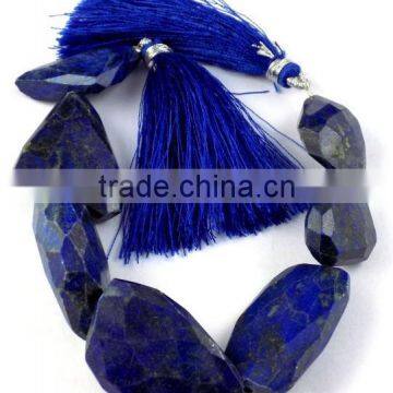 7 Pcs 1 Strand Natural Lapis Lazuli Faceted Drilled Nuggets,Handmade Rare Gemstone Tumble Beads,7" Long Jewelry Making