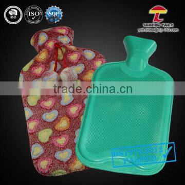 love pattern 2000ml rubber hot water bag coral fleece cover