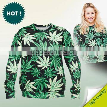 Fashion winter spring casual women Sweatshirt 3d print tops unisex clothing fullprint weed marijuana crew neck custom oversized