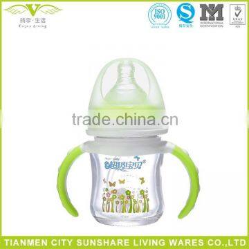 Baby Products Colorful Patterns Painting Titanium Glass Baby Feeding Bottles