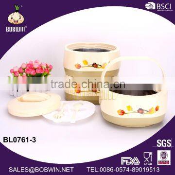 Three Layer Flower print Plastic food container