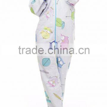 Wholesale Warm Cartoon Printed Women Fleece Onesie