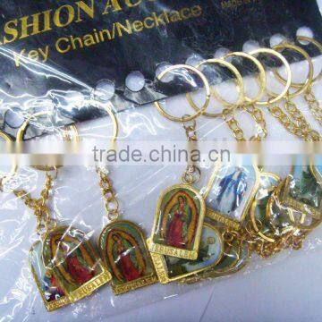 2016 Jesus cross alloy key chain,oil paint religious key chain