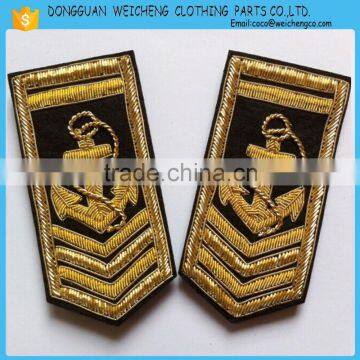 China supplier embroidery shoulder epaulet/hand embroidery custom epaulets for uniform/hand embroidery badges