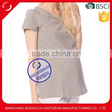 Custom spandex cotton plain blank short sleeve maternity t shirt