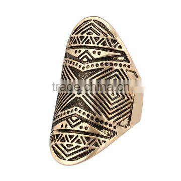 Full Metal Zinc Alloy Bohemian Vintage Graven Gold Finger Ring Jewelry photo-2