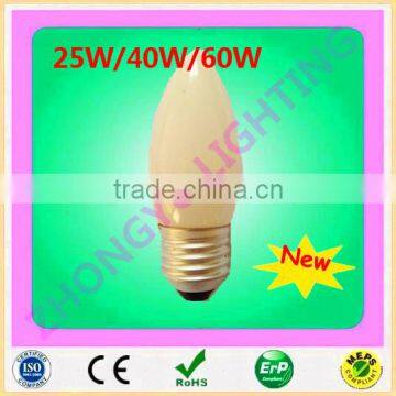 C35 25W40w60w E27 white pigment bulb incandescent lamp