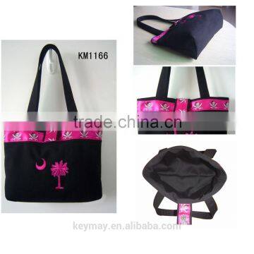 2015 China wholesale OEM canvas women embroidery tote bag