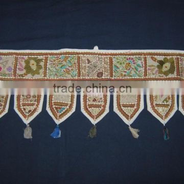 Mirror Embroidery Work Door Hanging Traditional Handmade Cotton Door Hanging Toran