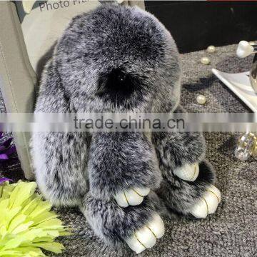 Rex Rabbit Fur keychain Cute Rabbit Doll Key Chain Pendant White/Pink/Orange Wallet Pom Pom Car Pendant