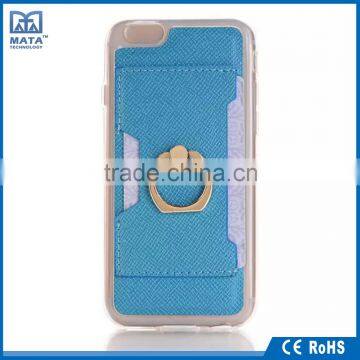 Fashional finger ring design PU / PC leather stand case for iphone 6S