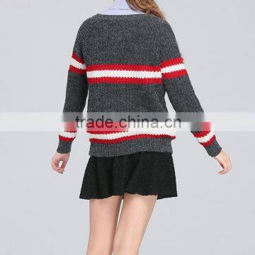 OEM Service Computer Knitted Pullover Adults Autumn Winter Varsity Sweater Women photo-3