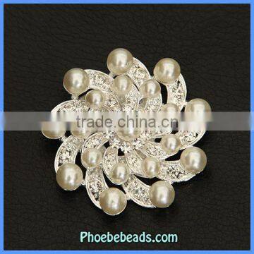 Wholesale Rhinestone & Faux Pearl Wedding Invitation Brooch PFB-W035