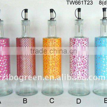 500ml glass oil bottle with metal casing (TW661T23)