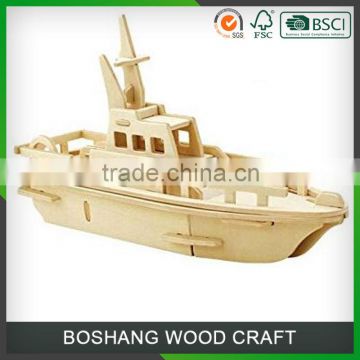 3D Handmade Life boat Model Wooden Toy