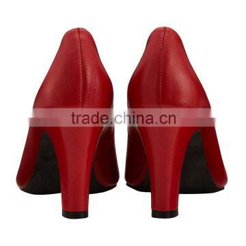 Fancy Party High Heel Round Toe Shape Classic Ladies Breatheable PU Lining Comfortable RED Sheep Skin Pump Shoes photo-3
