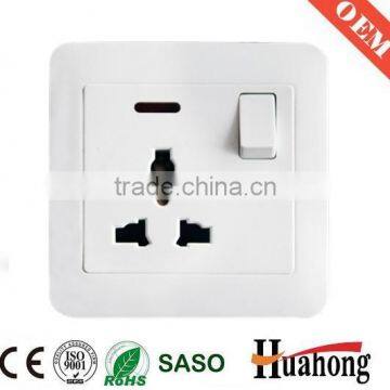White PC wall Multi function 13A socket with switch and neon