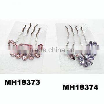 fashion glitter crystal flower metal spike hair combs wholesale