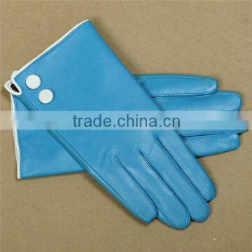 Korea style fashion women wearing buttoned leather glove