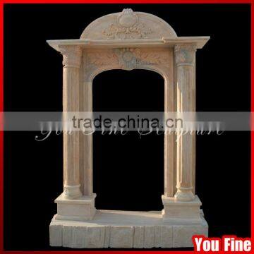 Light Sunset Pink Carved Marble Natural Stone Doorway