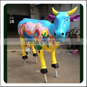 Metal Modern Colorful Stainless Steel Cow Statue