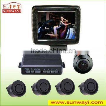 Integrated car rearview night vision camera with visible parking sensor for parking