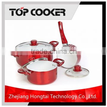 Pressed aluminum metallic painting translucent cookware set