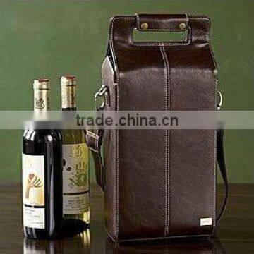 PU leather wine bag,wine tote,wine carrier,wine holder,two bottle wine bag,wine gift