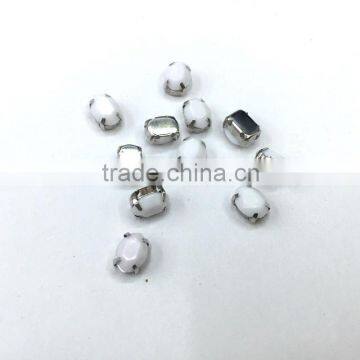 4*6 Oval Acrylic Rhinestone Metal Claw Diamante Bag Gems Sewing on Nail DIY Garment Accessories Jewerly Clear