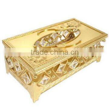 2016 simple gold plated wedding tissue box L846-22