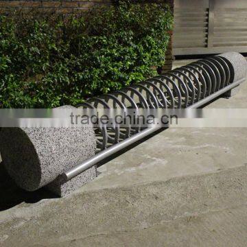 Cement stone and steel bike rack bicycle parking rack