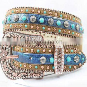 Girls western rhinestone belt with fashion accessories and conchos