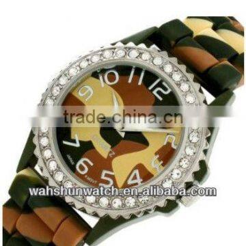 2013 camouflage wrist watch unisex swiss military watch with stone