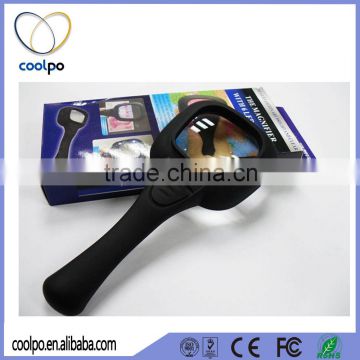 LED UV Lighted Handle Square Magnifying Glass with Stand/led illumination