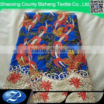 Hot sale heavy holland jaca wax print cotton lace fabric for colthing