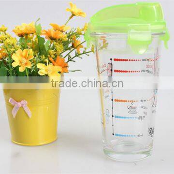 2015 China New Design Elegant customize tempered Glass Drinking Bottle with multiple cover decal scale