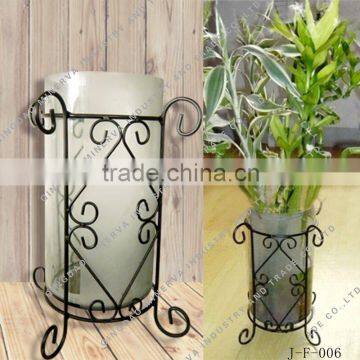 Metal black rack glass vase for flower