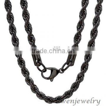 1.8mm width IP black rope 316l stainless steel neck chains