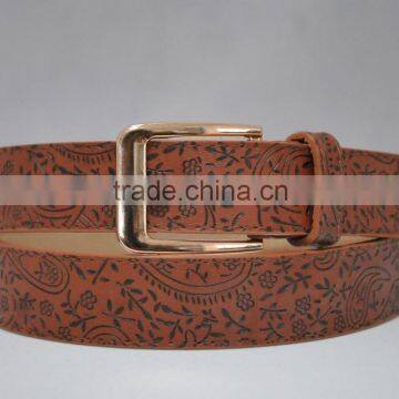 Lace embossed belt with metal buckle fashion high quality for man&woman