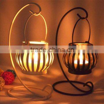 Popular pumpkin design classical metal candle holder,hanging wrought iron candlestick