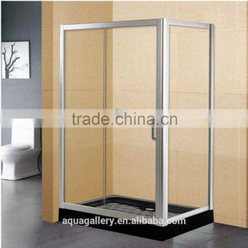 Rectangle Tempered Glass Simple Shower Room with Black Acrylic Shower Tray