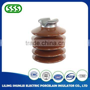 High voltage pin type insulators with semiconductor porcelain insulators