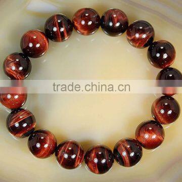 12mm nice round red tiger eye wholesale gemstone bracelet