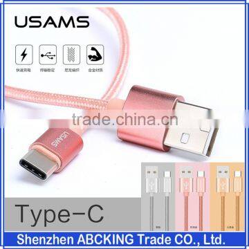 Original USAMS 100CM 200CM U-knit Series Nylon USB 2.0 Type-C Data Sync Charging Cable For LeTV / Macbook / Pro Type-C