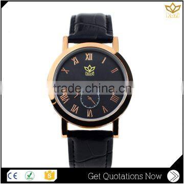 Top selling multi function time display genuine leather stainless steel automatic quartz wrist watch Y010