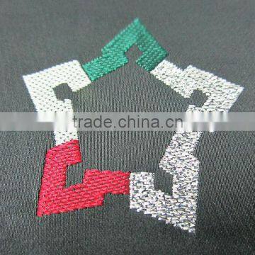 Black Grounded Satin Metallic Thread Garment Label