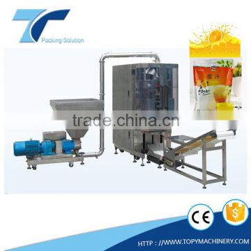 mini VFFS Liquid non air filling sealing packing machine for Orange Juice